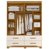 Guarda Roupa Solteiro Miami Com Espelho 4 Portas Freijó Off White Moval - 5