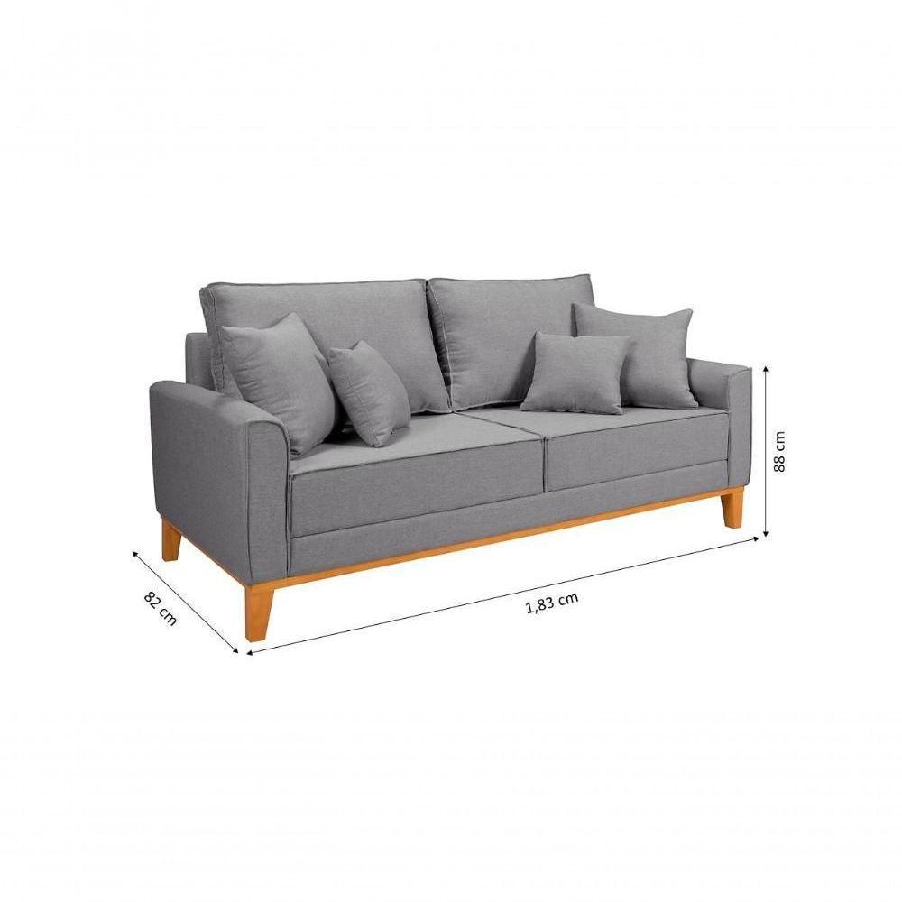 Kit Sofá Beny + 2 Poltronas Para Sala Confortável Linho Cinza Claro - 7