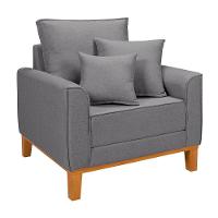 Kit Sofá Beny + 2 Poltronas Para Sala Confortável Linho Cinza Claro