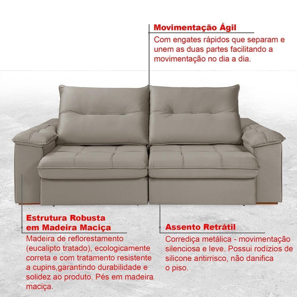 Sofá Dallas Reclinável E Retrátil Dallas 3 Lugares Veludo Aconchegante Império Chocolate 165 - 6