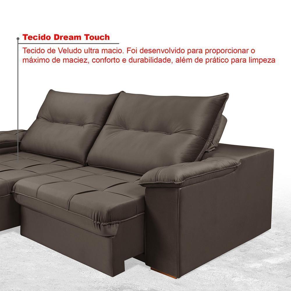 Sofá 3 Lugares Reclinável E Retrátil Dallas 2,50 Pés De Madeira 4 Lugares Império Marrom 175 - 4