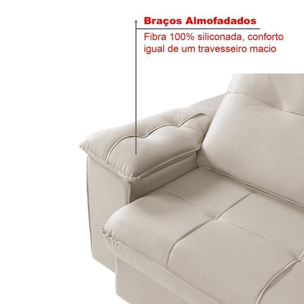 Sofá 4 Lugares Reclinável E Retrátil Dallas 2,50 Pés De Madeira Império Areia 162 - 2