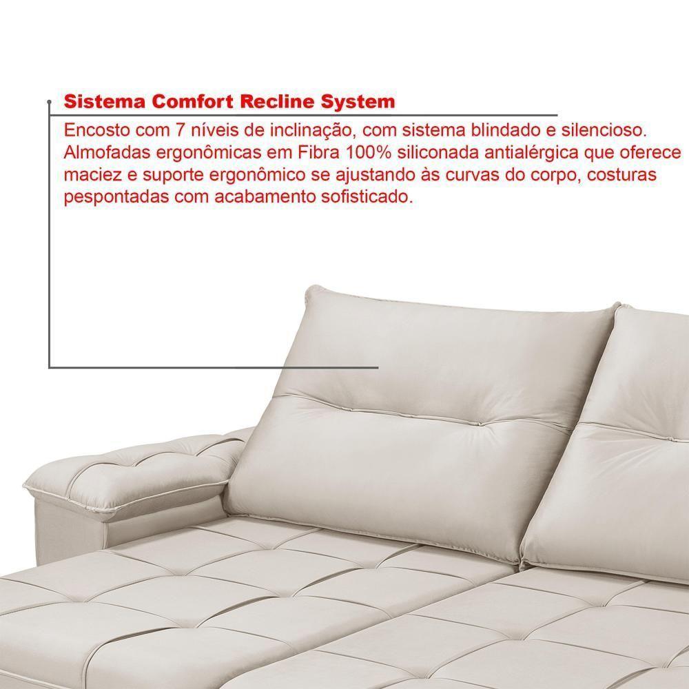Sofá 4 Lugares Reclinável E Retrátil Dallas 2,50 Pés De Madeira Império Areia 162 - 3