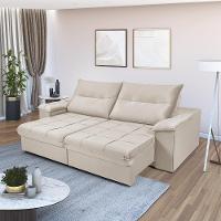 Sofá 4 Lugares Reclinável E Retrátil Dallas 2,50 Pés De Madeira Império Areia 162 - 1