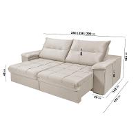 Sofá 4 Lugares Reclinável E Retrátil Dallas 2,50 Pés De Madeira Império Areia 162 - 5