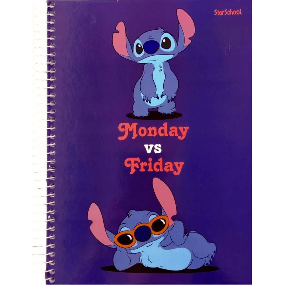 Caderno Espiral Capa Dura 1 Matéria - 80 Folhas - Stitch - Starschool - 2