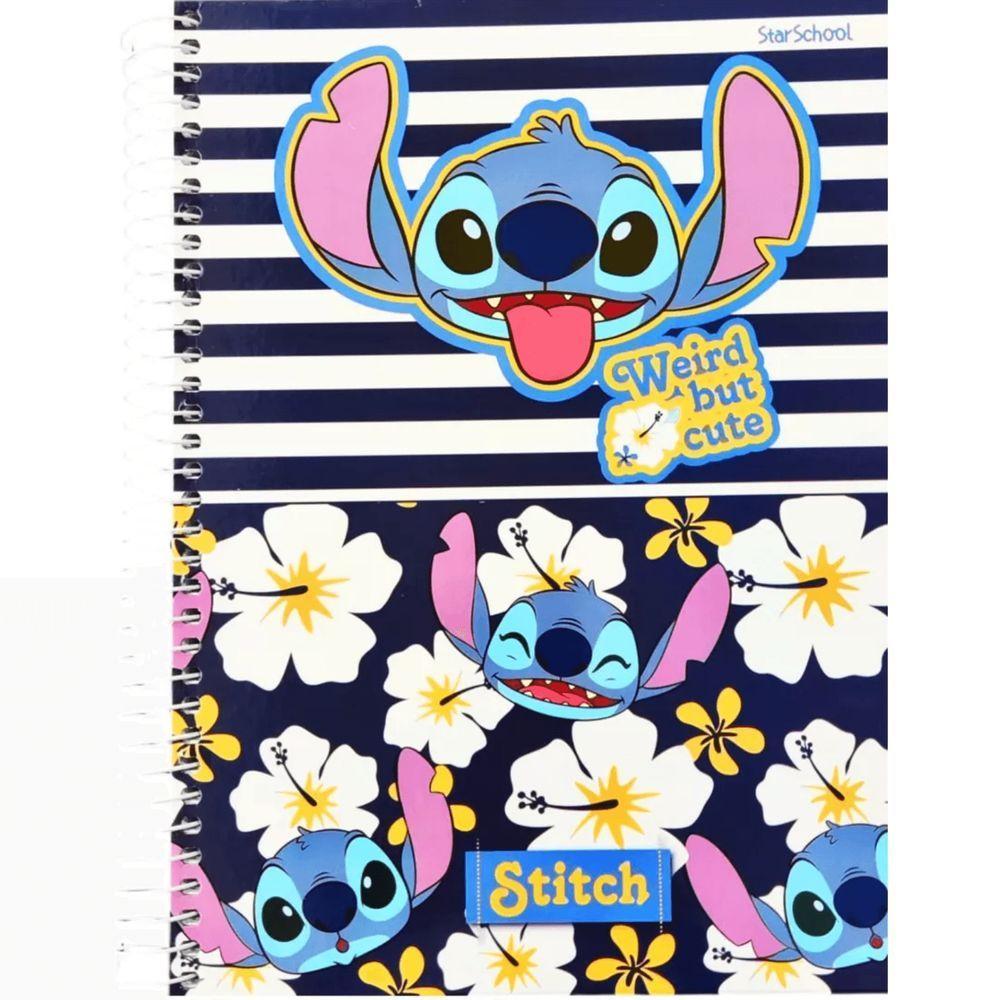 Caderno Espiral Capa Dura 1 Matéria - 80 Folhas - Stitch - Starschool - 3