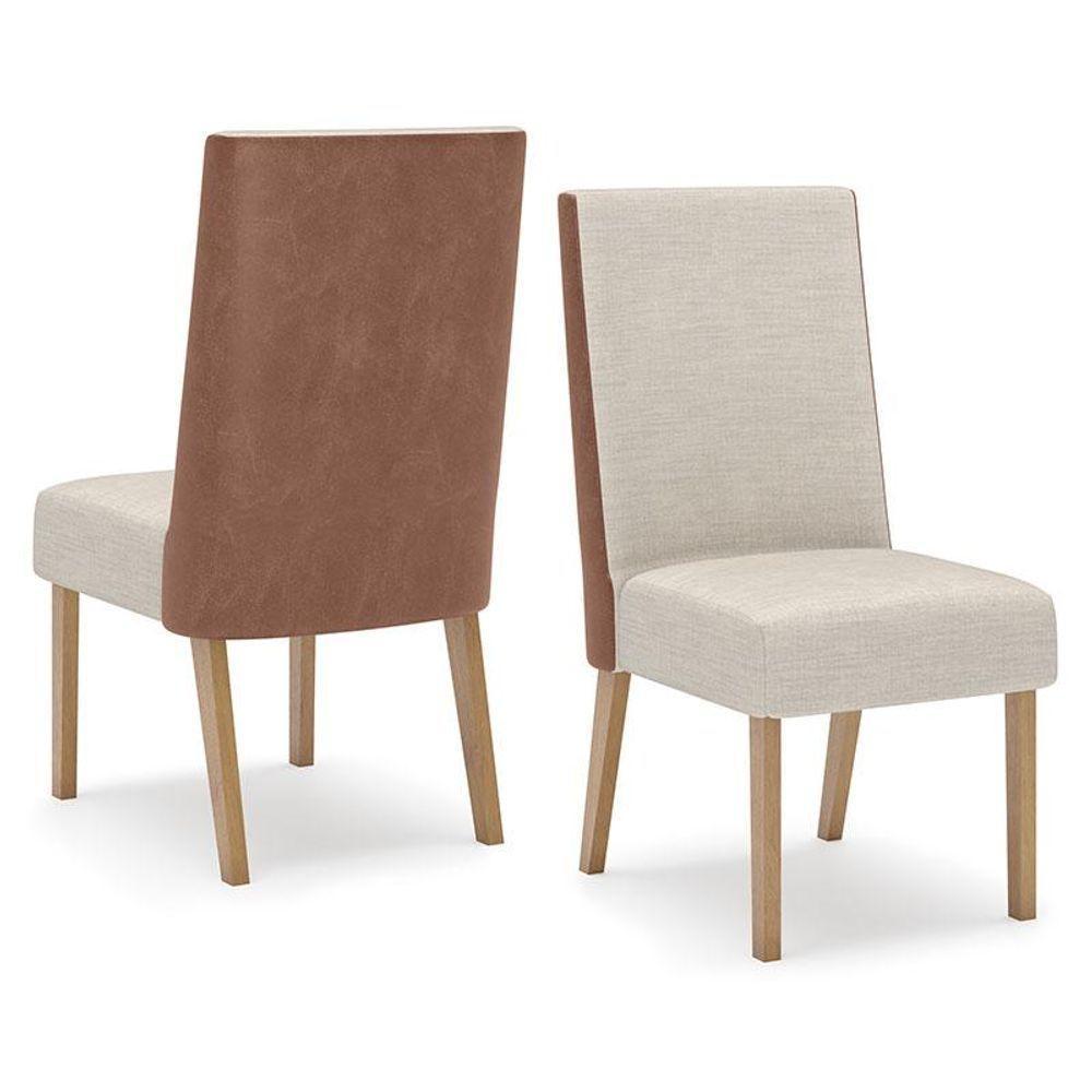 Cadeira Para Mesa De Jantar Ambiente Anne Kit 2 Peças Nature Courano Linho - Henn - 4