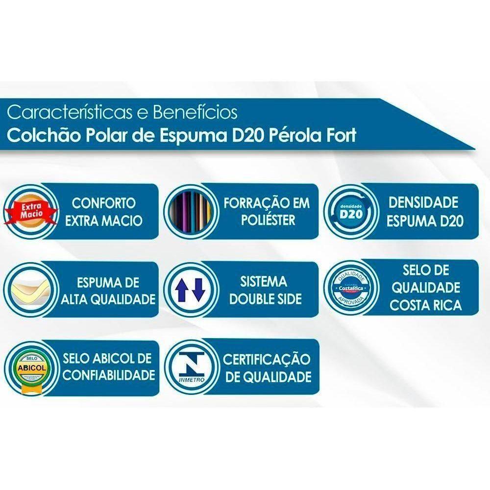 Colchão Solteiro Pérola Polar (1un) + Cama Invicta C- 2 Gavetas Branco - 8