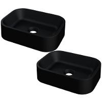 Kit 02 Cubas De Apoio Retangular Para Banheiro Lavabo C01 Br37w Preto Matte Fosca - Lyam - 1