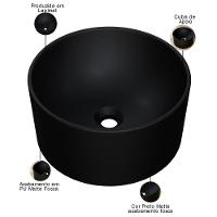 Cuba De Apoio Redonda Para Banheiro Lavabo C01 Bl30w Preto Matte Fosca - Lyam - 3