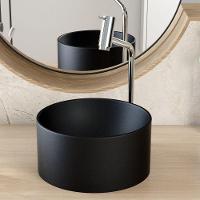 Cuba De Apoio Redonda Para Banheiro Lavabo C01 Bl30w Preto Matte Fosca - Lyam