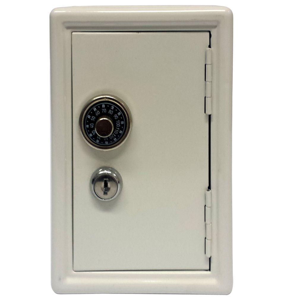 Mini Cofre Mecânico Segredo Chaves Dinheiro Joias Branco - 1