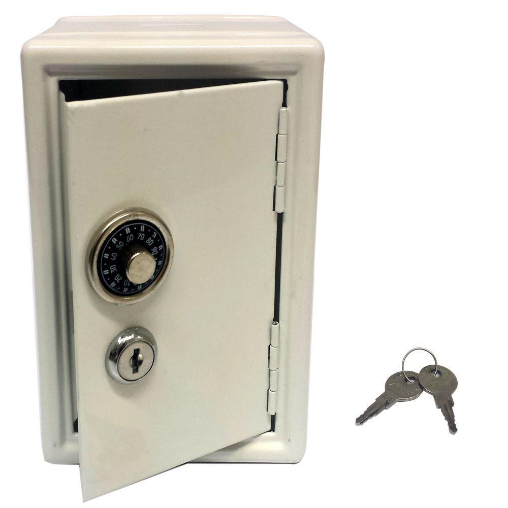 Mini Cofre Mecânico Segredo Chaves Dinheiro Joias Branco - 4