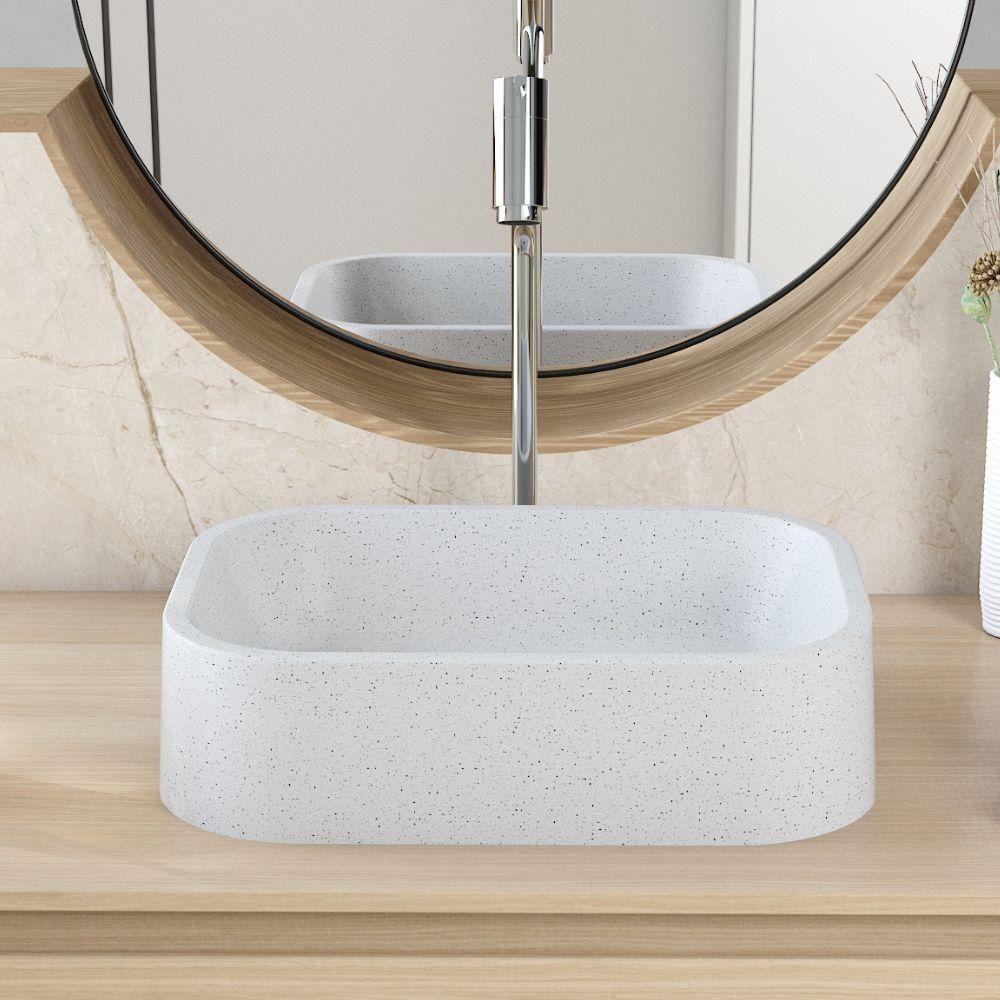 Kit 02 Cubas De Apoio Retangular Para Banheiro Lavabo C01 Br37w Branco Granit Matte - Lyam - 5
