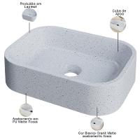 Kit 02 Cubas De Apoio Retangular Para Banheiro Lavabo C01 Br37w Branco Granit Matte - Lyam