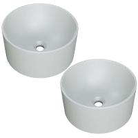 Kit 02 Cubas De Apoio Redonda Para Banheiro Lavabo C01 Bl30w Cinza Matte Fosca - Lyam - 1