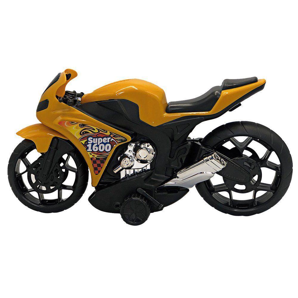 Super Moto 1600 Esportiva Com Rodas Com Fricção - Amarelo - 4