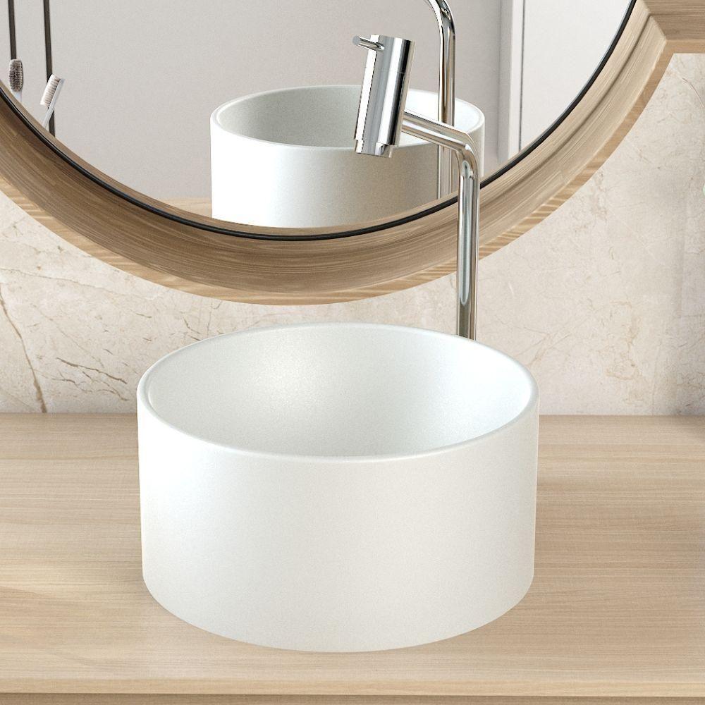 Cuba De Apoio Redonda Para Banheiro Lavabo C01 Bl30w Cinza Matte Fosca - Lyam - 4