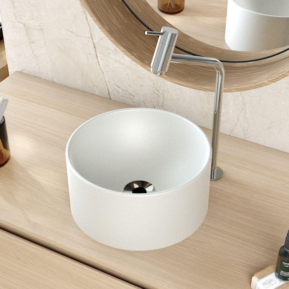 Cuba De Apoio Redonda Para Banheiro Lavabo C01 Bl30w Cinza Matte Fosca - Lyam - 5