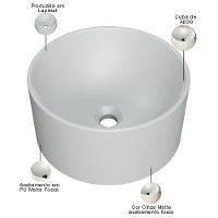 Cuba De Apoio Redonda Para Banheiro Lavabo C01 Bl30w Cinza Matte Fosca - Lyam - 3