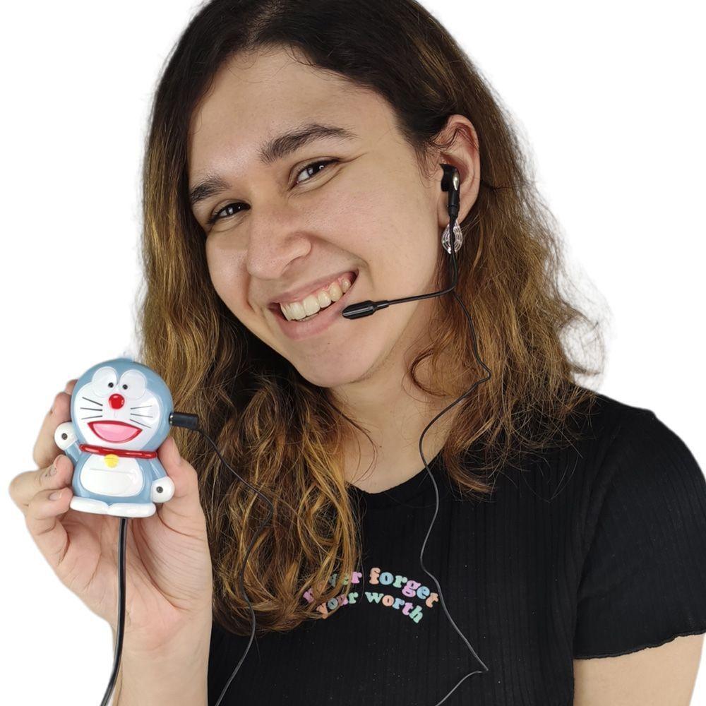 Mini Telefone Fixo Gato Doraemon Mesa C Headset Microfone - 5