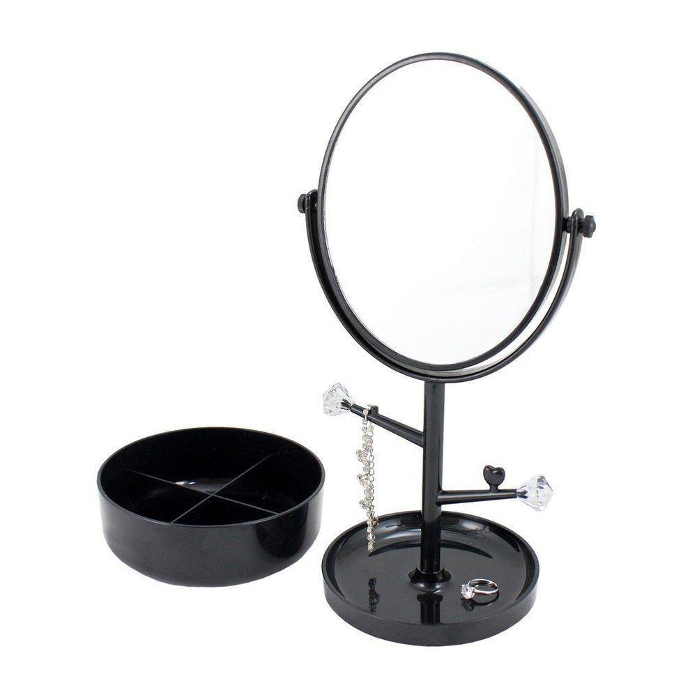 Espelho De Mesa Com Compartimento Para Jóias Jacki Design Preto - 3