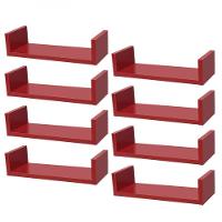 Kit 8 Prateleiras U 40 X 15cm Vermelha Suporte Invisível - 1