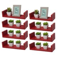Kit 8 Prateleiras U 40 x 10cm Vermelha Suporte Invisível - 2