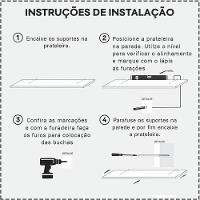 Kit 8 Prateleiras 100 X 15cm Preta Suporte Invisível - 6