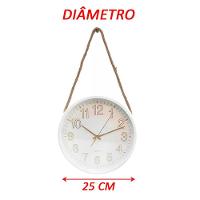 Relógio De Parede White Quartz Redondo Com Corda De Sisal - 2