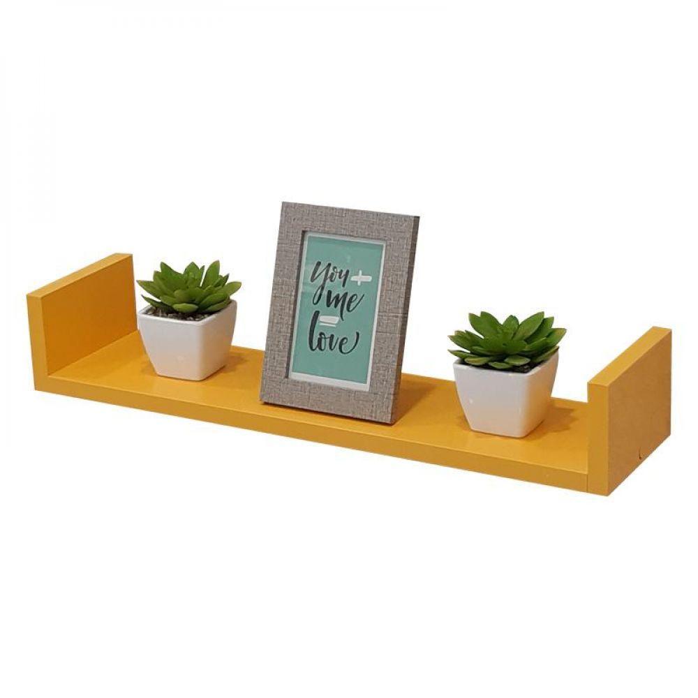 Prateleira U 80 X 25cm Amarela Suporte Invisível - 1