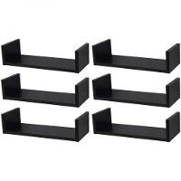 Kit 6 Prateleiras U 40 X 20cm Preta Suporte Invisível - 1