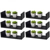 Kit 6 Prateleiras U 40 X 20cm Preta Suporte Invisível - 2