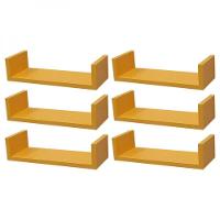 Kit 6 Prateleiras U 40 x 10cm Amarela Suporte Invisível - 1