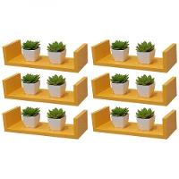 Kit 6 Prateleiras U 40 x 10cm Amarela Suporte Invisível - 2