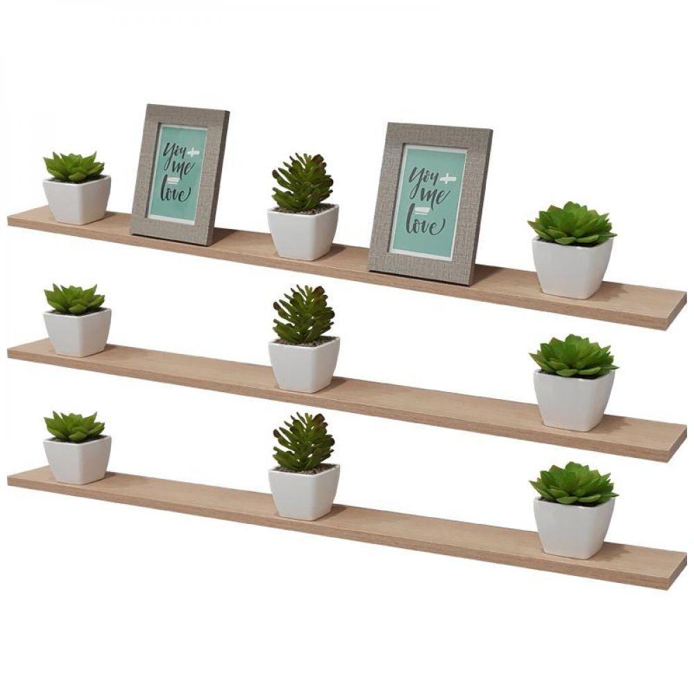 Kit 6 Prateleiras 100 X 10cm Carvalho Suporte Invisível - 2