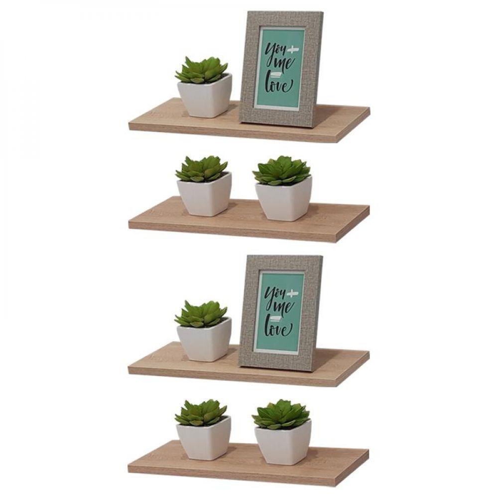 Kit 4 Prateleiras 30 x 15cm Carvalho Suporte Invisível - 1