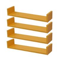 Kit 4 Prateleiras U 50 x 10cm Amarela Suporte Invisível - 1