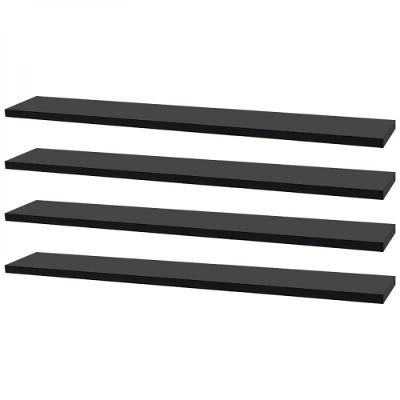 Kit 4 Prateleiras 50 x 10cm Preta Suporte Invisível