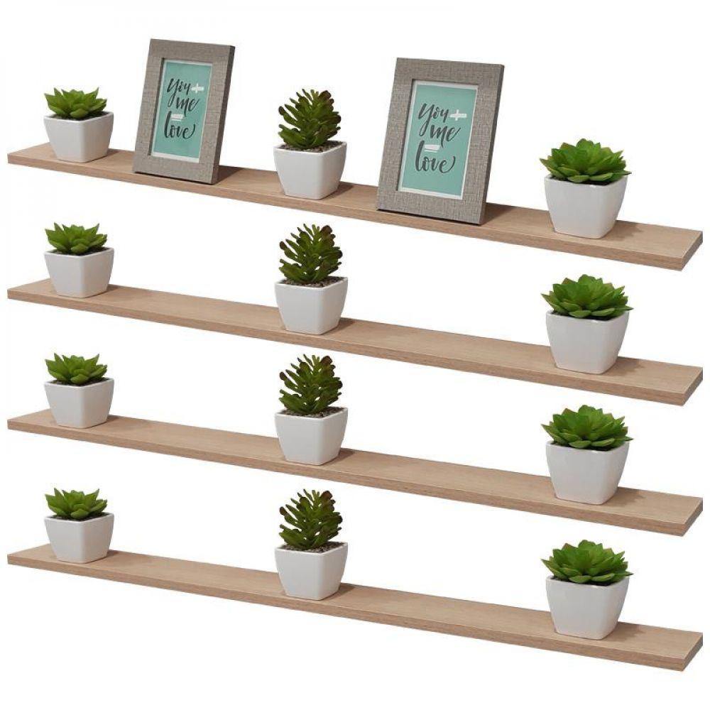 Kit 4 Prateleiras 100 X 15cm Carvalho Suporte Invisível - 2