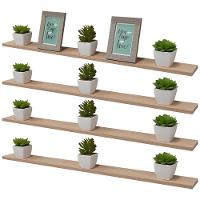 Kit 4 Prateleiras 100 X 15cm Carvalho Suporte Invisível - 2