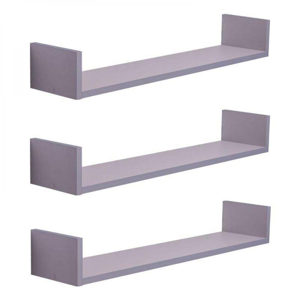 Kit 3 Prateleiras U 60 X 15cm Cinza Claro Suporte Invisível - 5