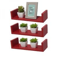 Kit 3 Prateleiras U 30 x 10cm Vermelha Suporte Invisível - 3