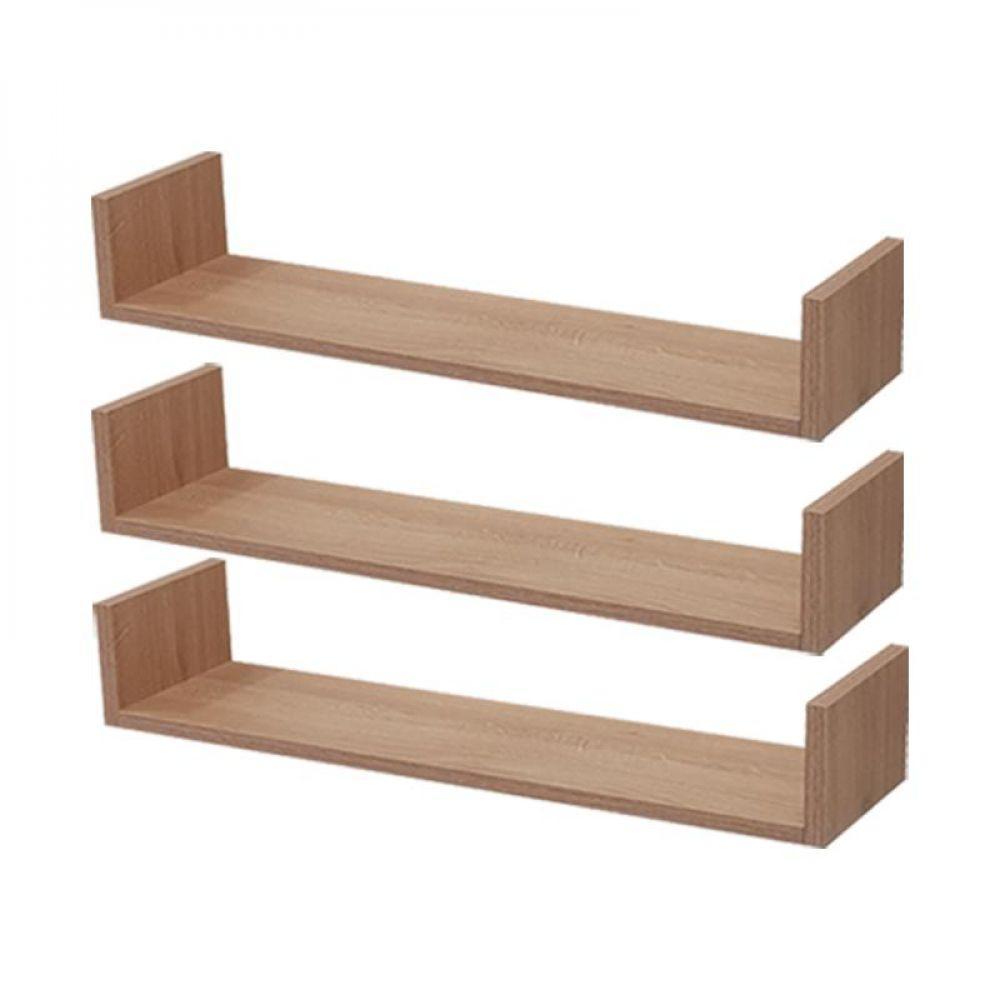 Kit 3 Prateleiras U 100 X 15cm Carvalho Suporte Invisível - 1