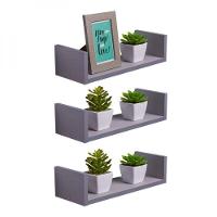 Kit 3 Prateleiras U 40 X 15cm Cinza Claro Suporte Invisível - 1