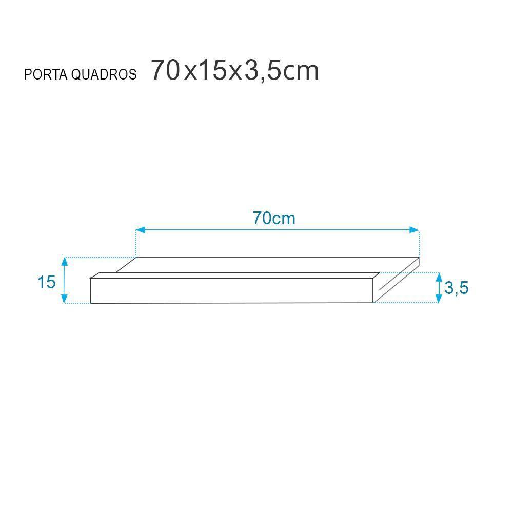 Kit 3 Prateleiras Porta Quadros 70X15cm Carvalho com Suporte - 4