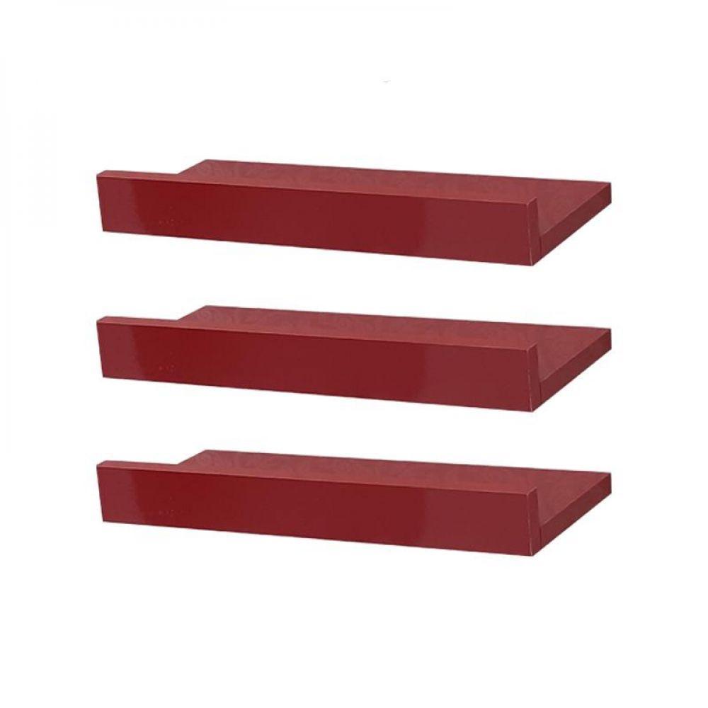 Kit 3 Prateleiras Porta Quadros 30 x 10cm Vermelha - 1