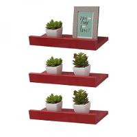 Kit 3 Prateleiras Porta Quadros 30 x 10cm Vermelha - 3