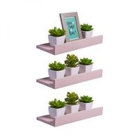 Kit 3 Prateleiras Porta Quadros 40 X 15cm Rosa Claro - 1